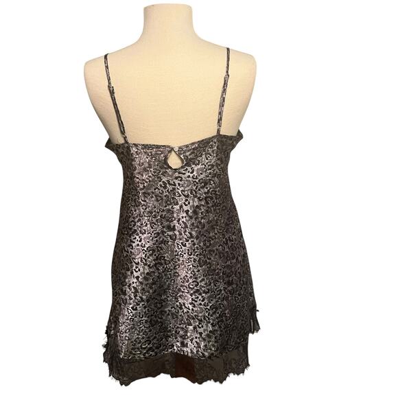 Ambrielle  Gray and Black Cheetah Satin Slip Dress Size XL - Picture 2 of 7